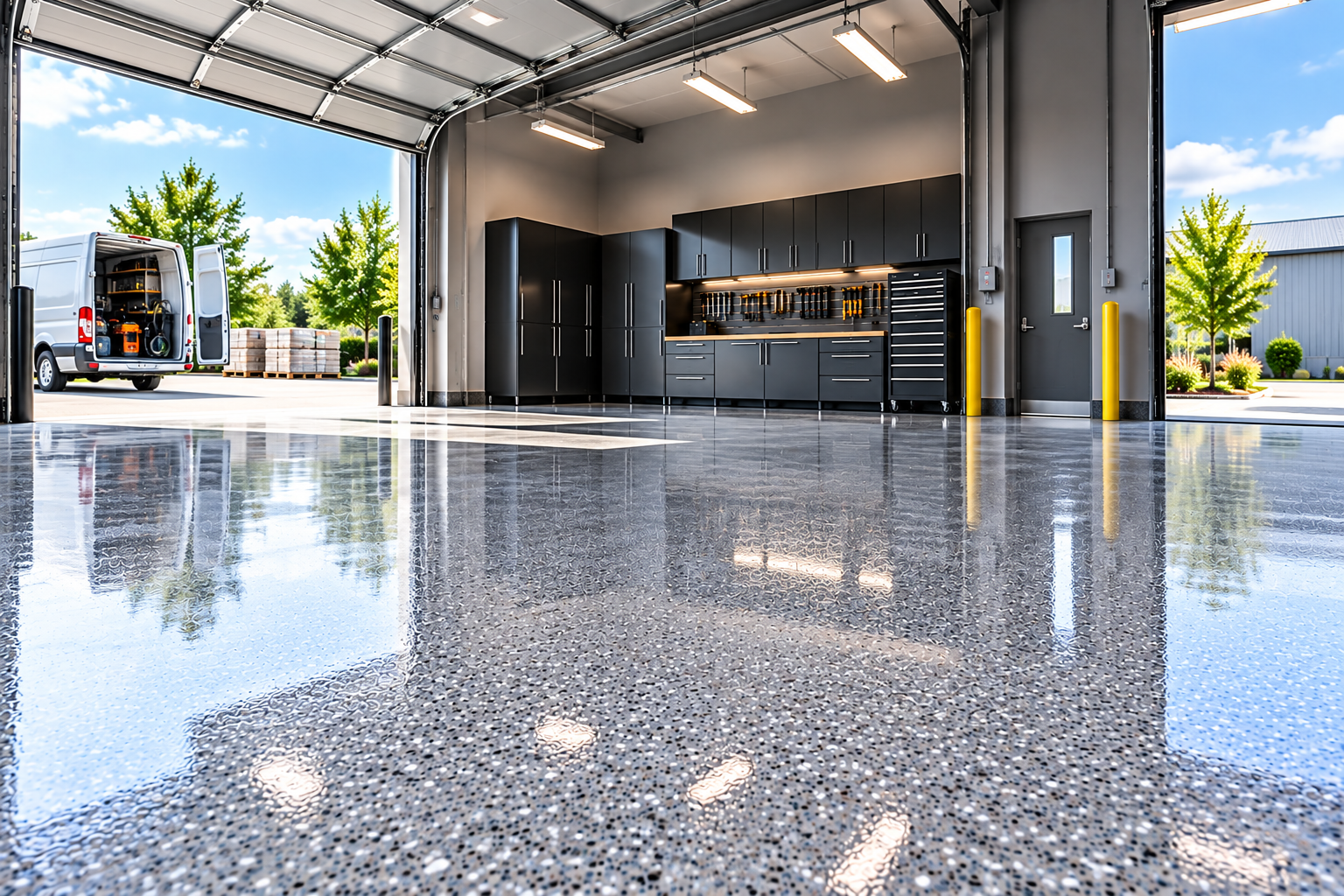 Fast curing polyaspartic concrete floor coating