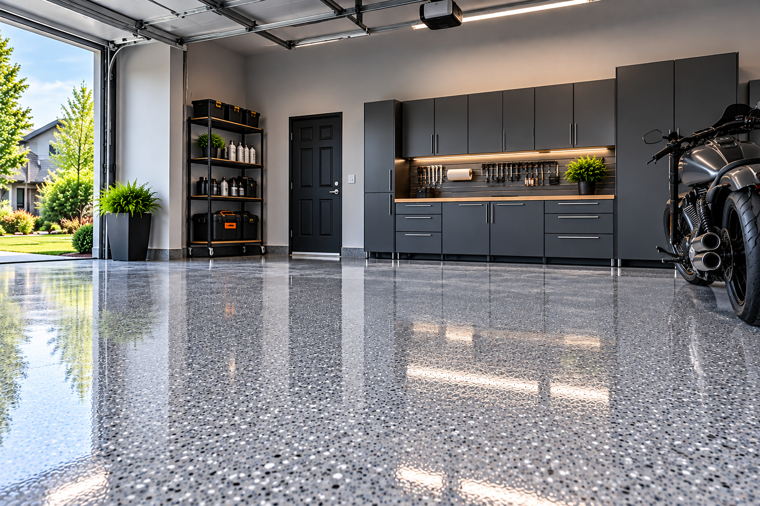 Residential polyaspartic floor coating installation