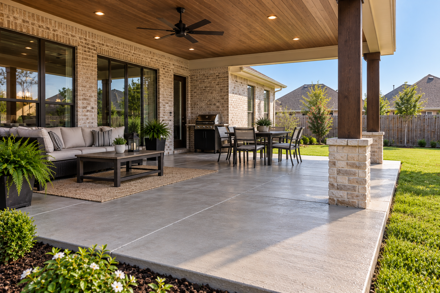 Concrete slab for covered patio in Lafayette LA