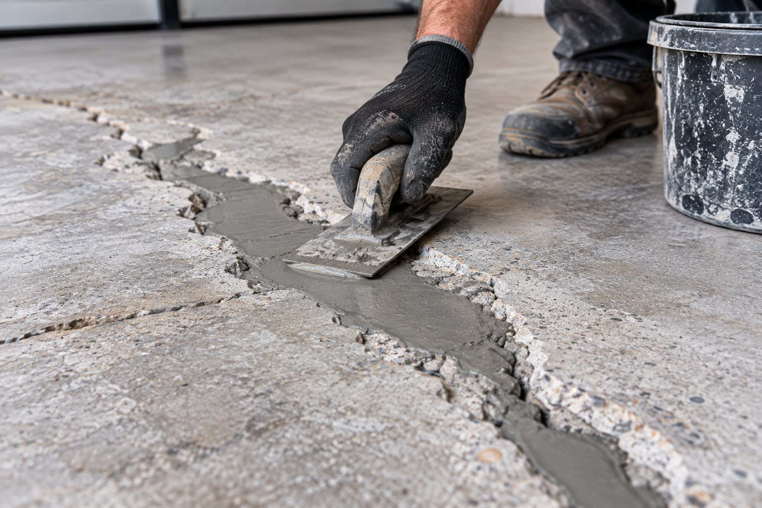 Concrete crack and surface repair before resurfacing