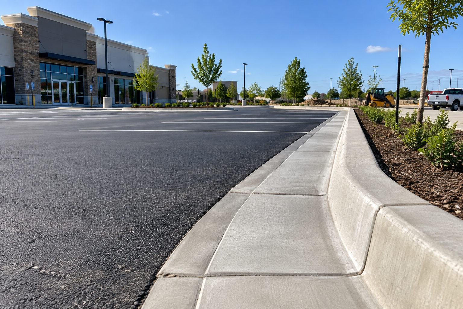 Commercial concrete curbs and gutters