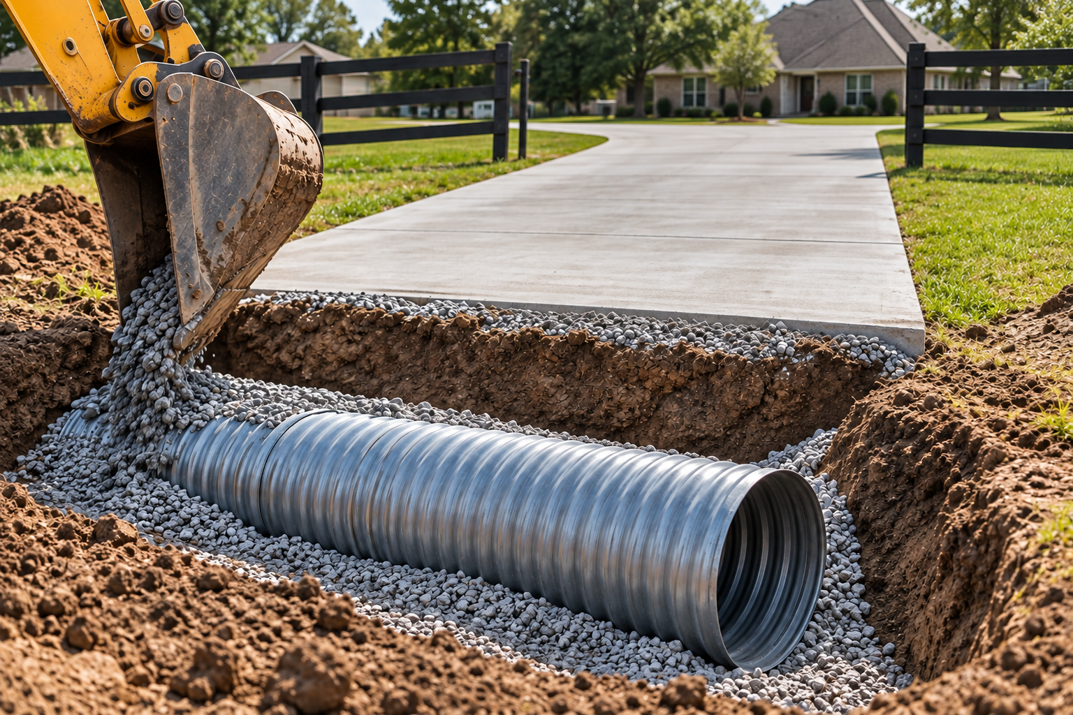 Driveway culvert installation in Lafayette Louisiana