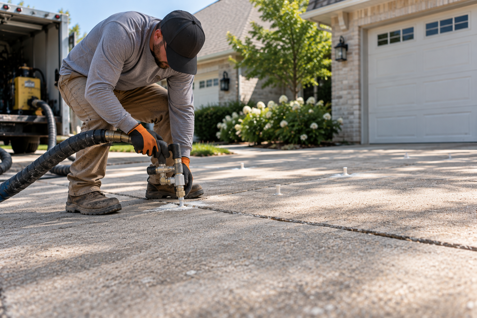 Concrete driveway leveling in Lafayette Louisiana