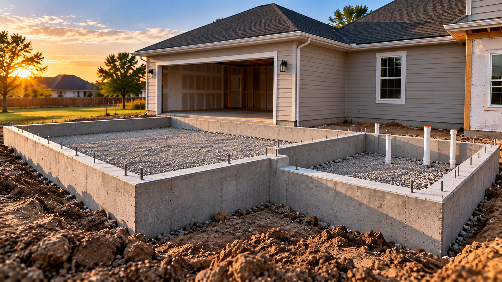 Garage and home addition concrete foundation Lafayette LA