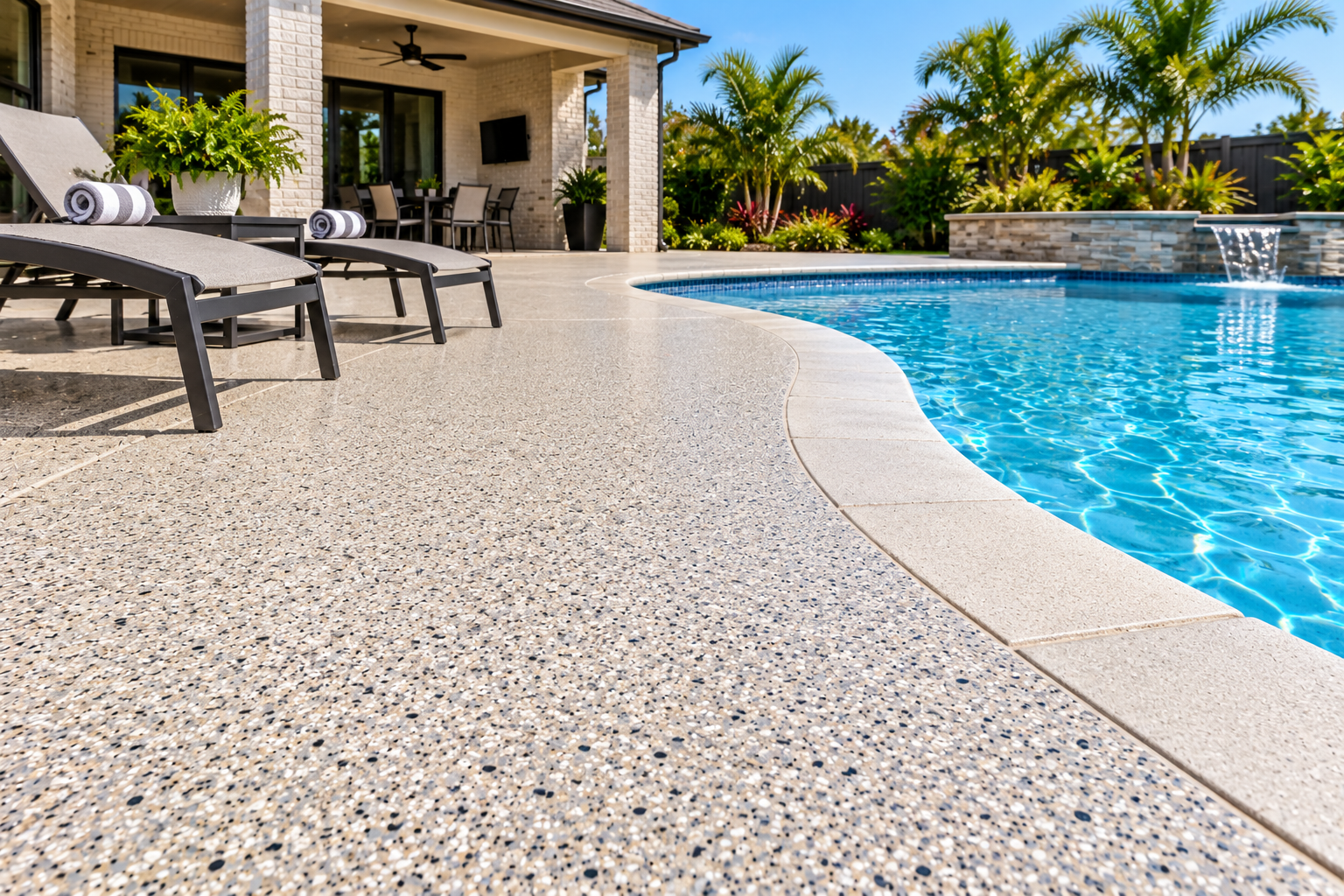 Professional concrete pool deck coating
