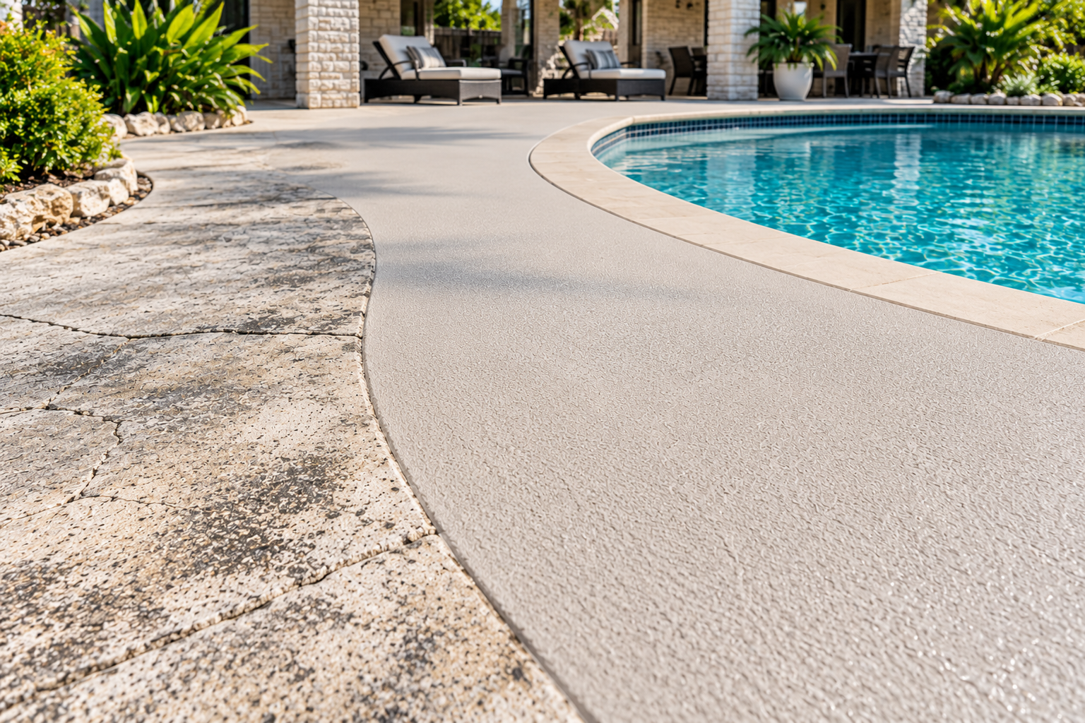Concrete pool deck resurfacing in Lafayette Louisiana