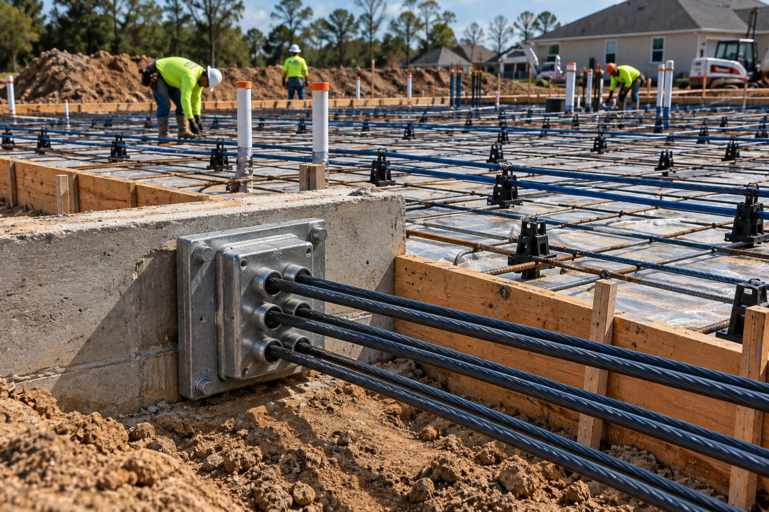 Post-tension foundation cable installation