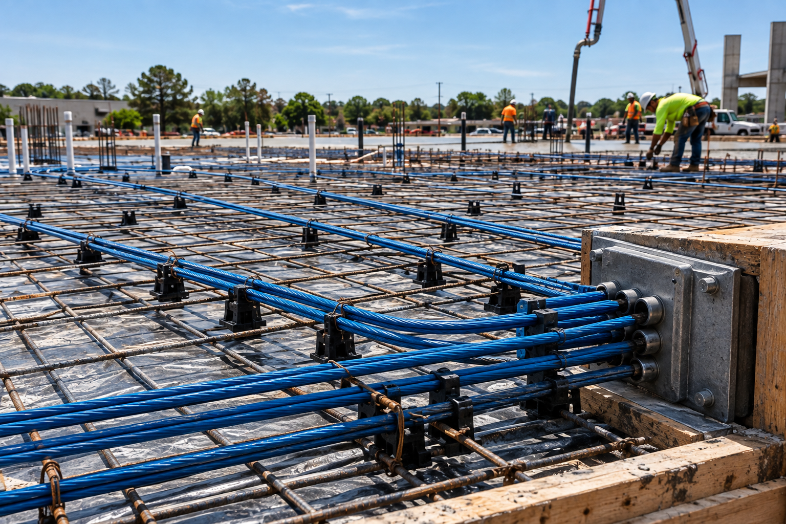 Post-tension concrete slab installation in Lafayette Louisiana