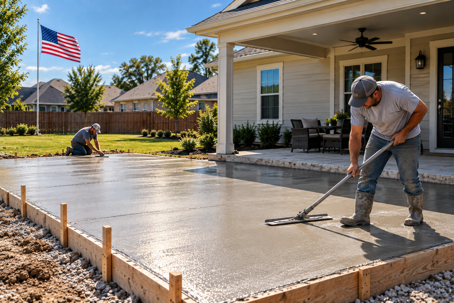 Residential concrete slab installation in Lafayette Louisiana