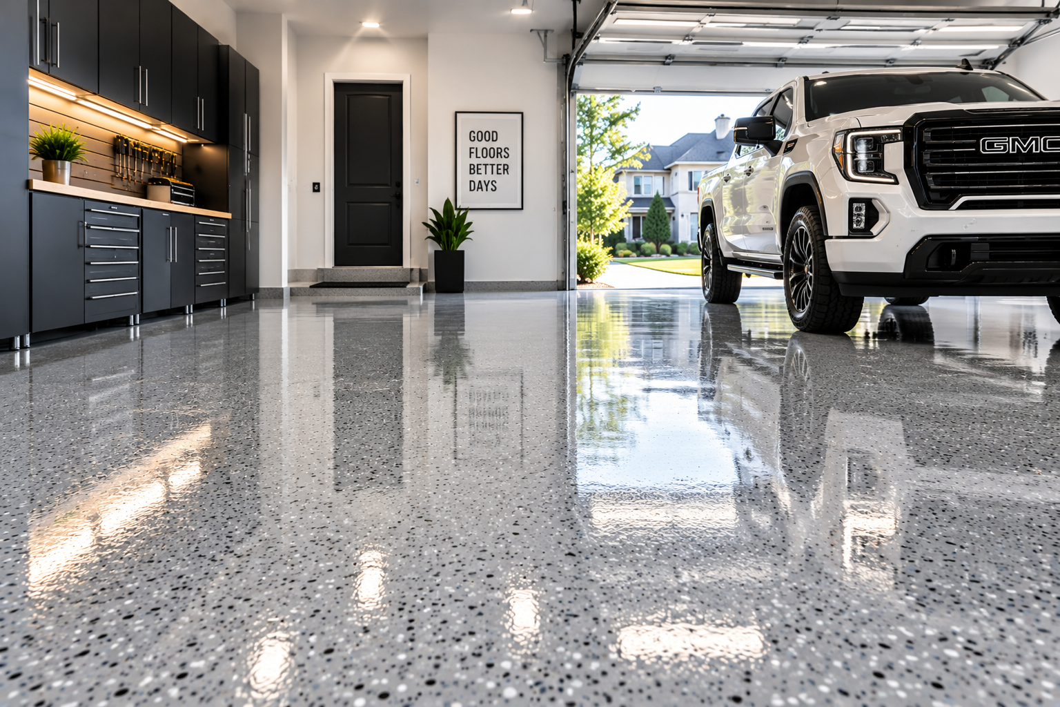 Residential epoxy floor coating installation