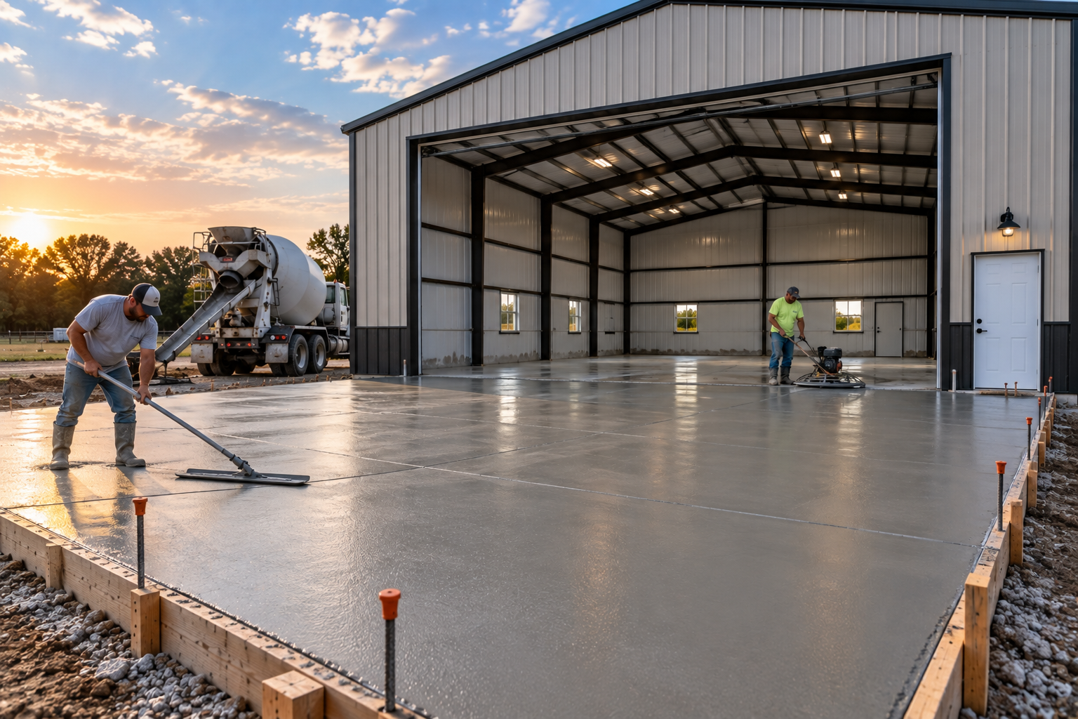 Concrete slab installation for shops and buildings in Lafayette Louisiana