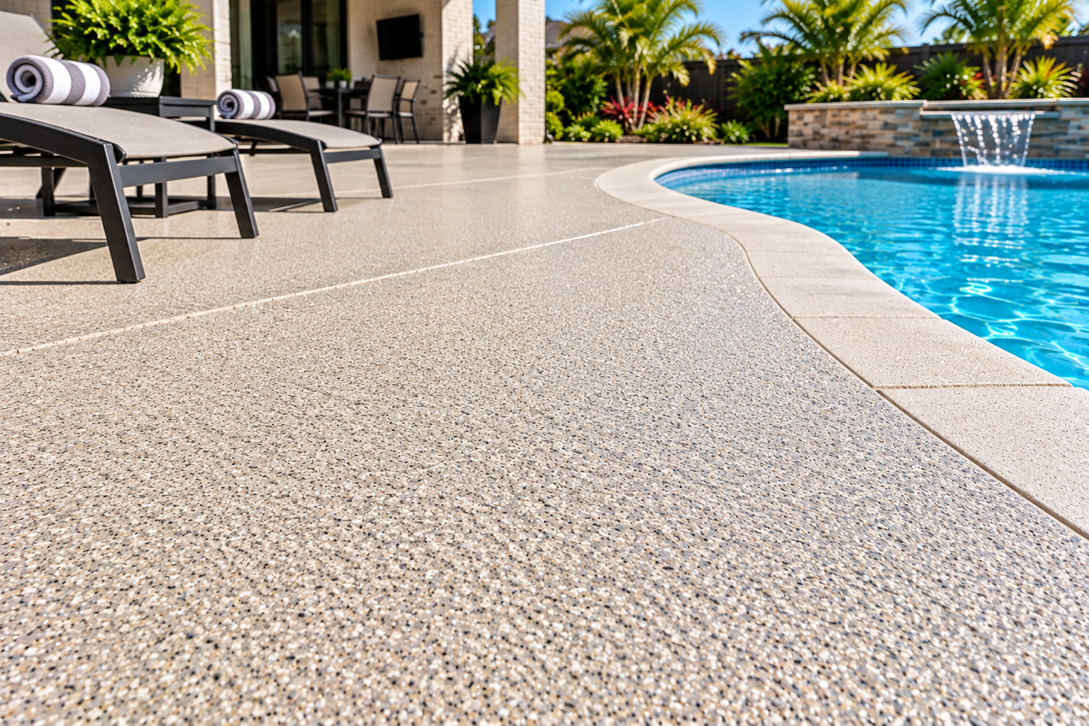 Textured pool deck coating finish