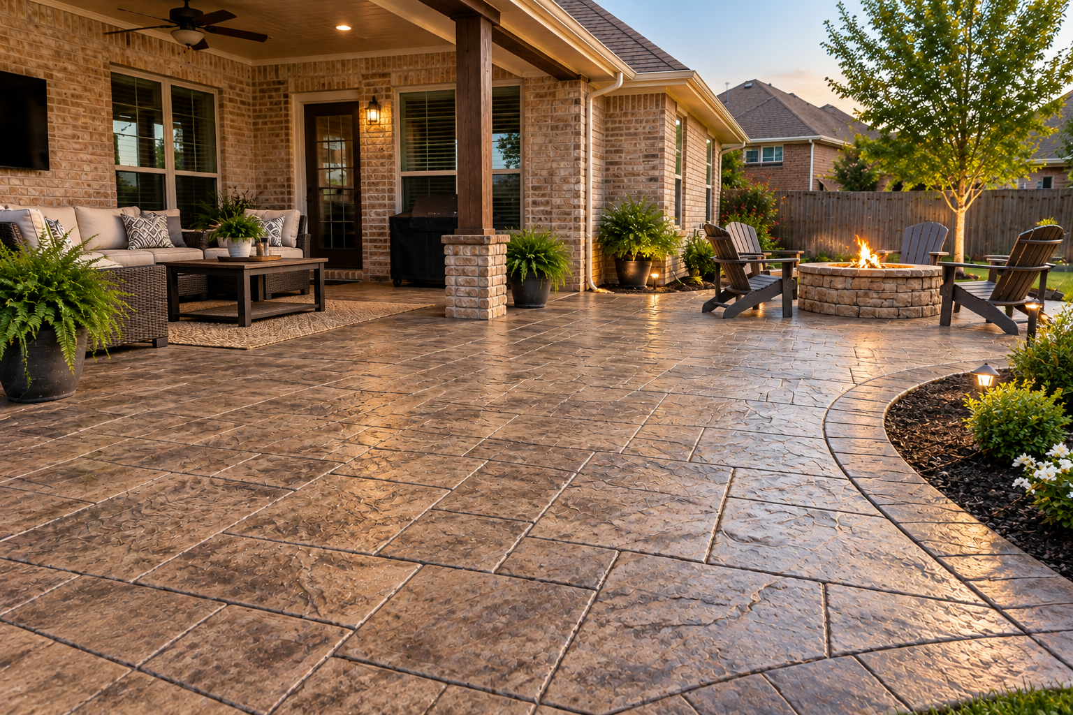 Stamped concrete patio installation in Lafayette LA