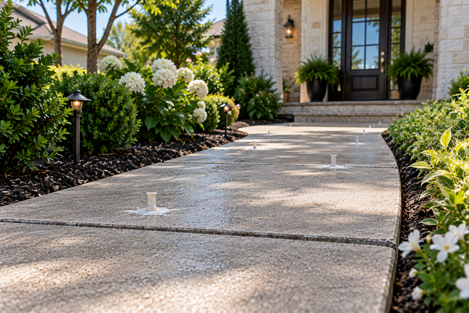 Uneven concrete walkway leveling and repair