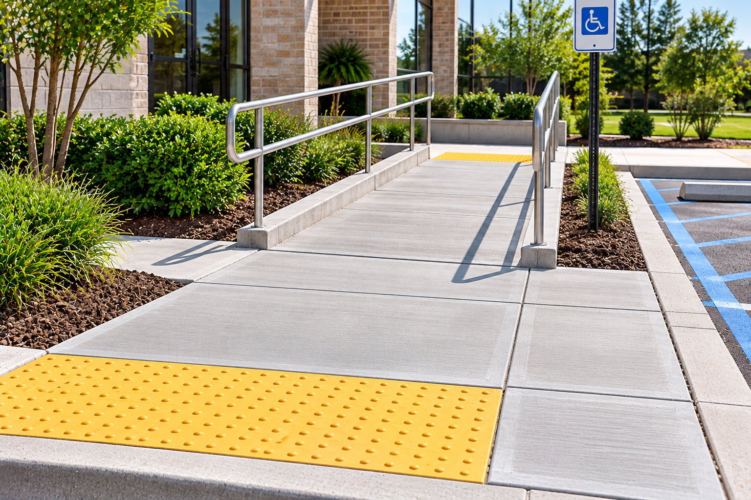ADA-accessible concrete sidewalk and pedestrian pathway