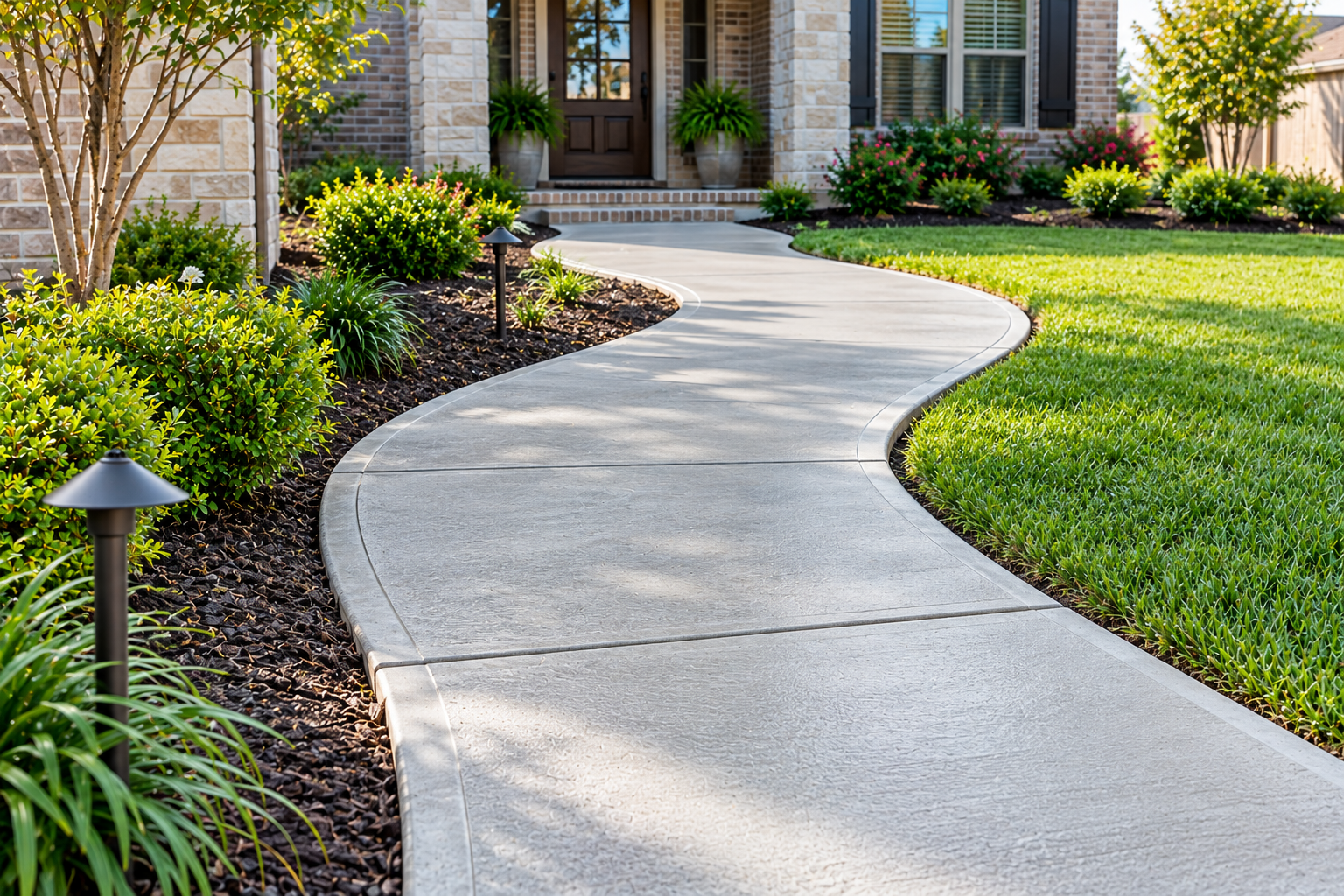 Concrete walkway installation and finishing by Conkrete Workz LLC in Lafayette LA