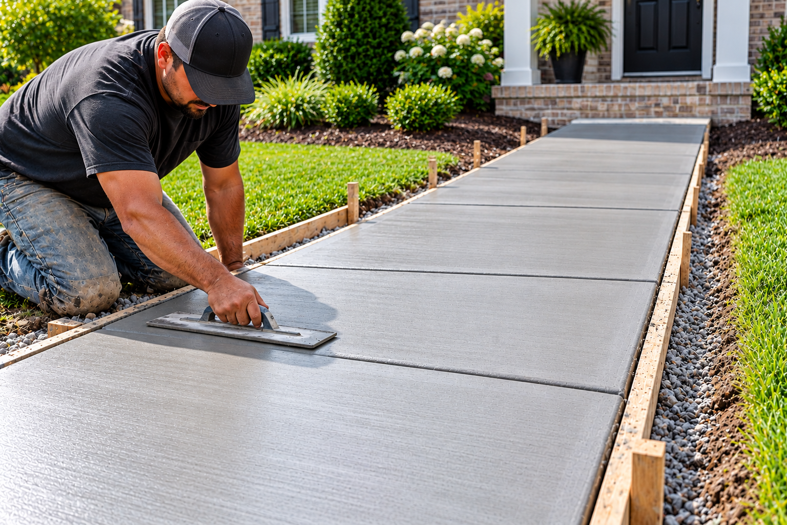 New concrete sidewalk installation in Lafayette LA