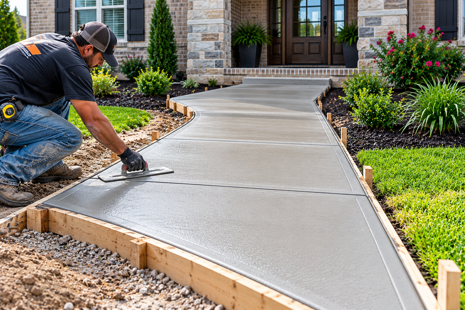 Custom concrete walkway installation in Lafayette LA