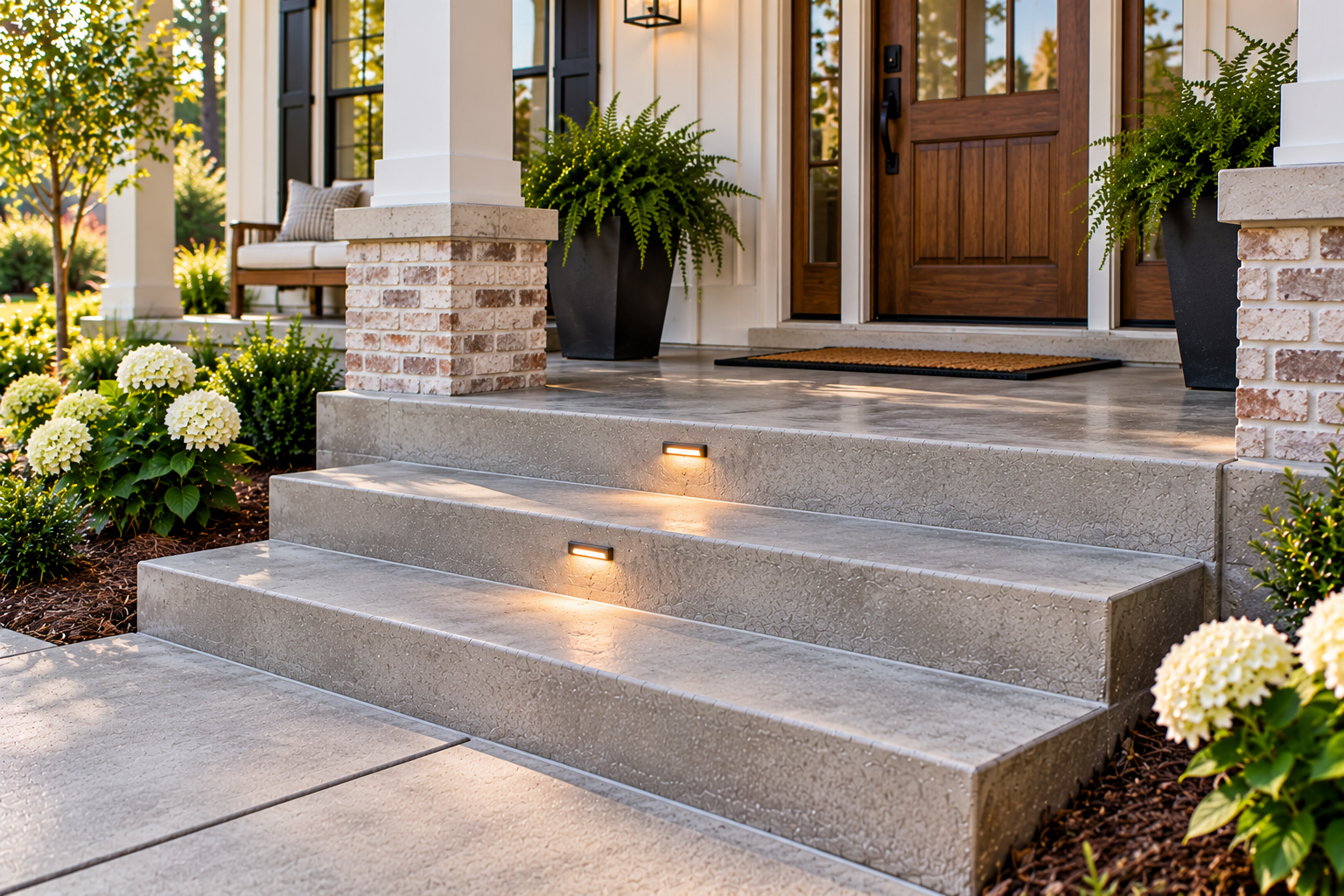 Residential concrete porch steps and stairs construction