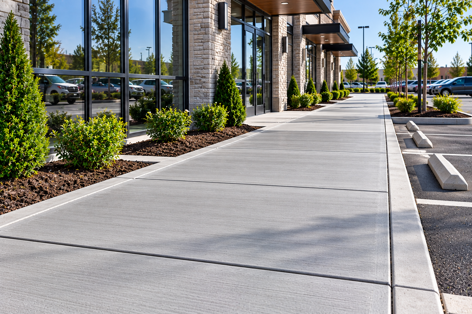 Commercial concrete sidewalk installation in Lafayette Louisiana