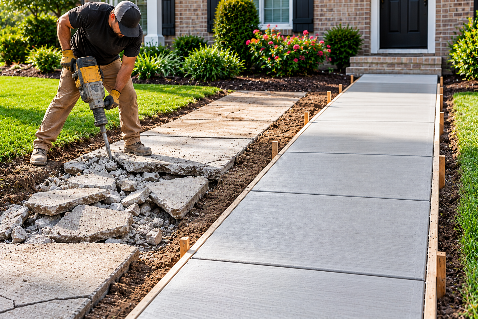 Concrete sidewalk removal and replacement