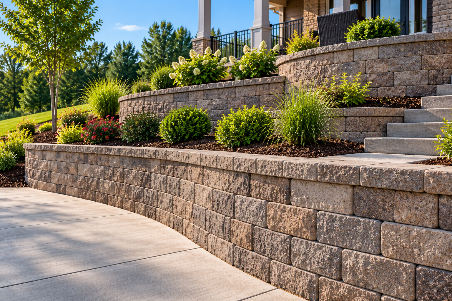 Segmental interlocking concrete retaining wall installation