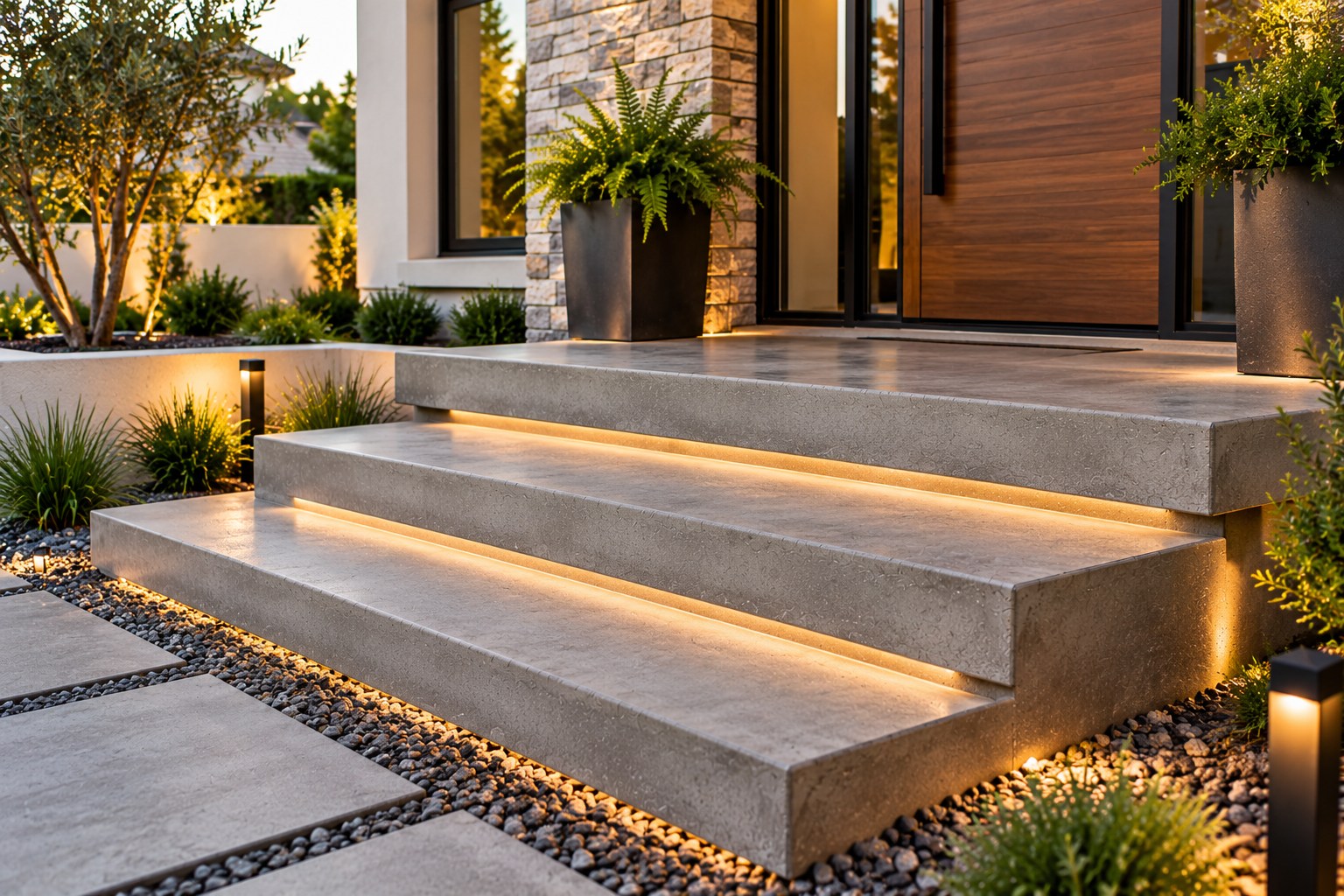 Custom concrete entry steps installation in Lafayette LA